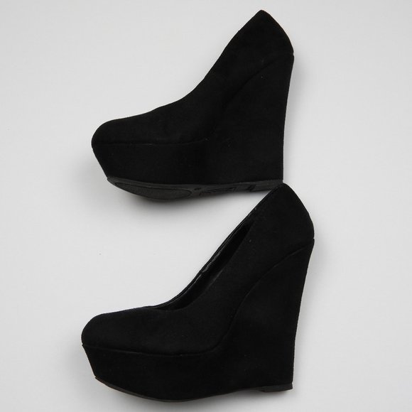 Black Suede Wedge Heels - Picture 2 of 5